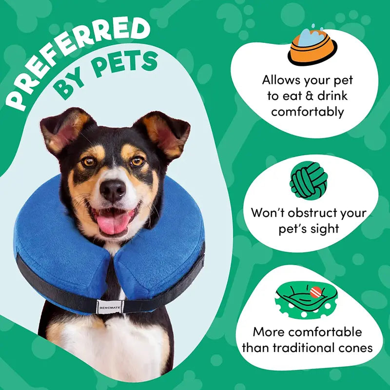 Inflatable Pet Recovery Collar for Dogs & Cats – Soft, Comfortable Post-Surgery & Wound Protection Collar
