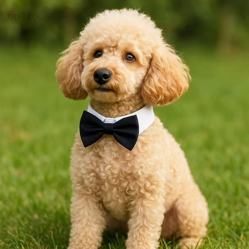 Adjustable Black & White Bow Tie Collar for Small Dogs - Machine Washable, Easy Washing, Universal Fit Formal Neckwear with Closure, All-Season Elegant Classic Pet Accessory for Weddings, Photo Shoots, Durable Wear