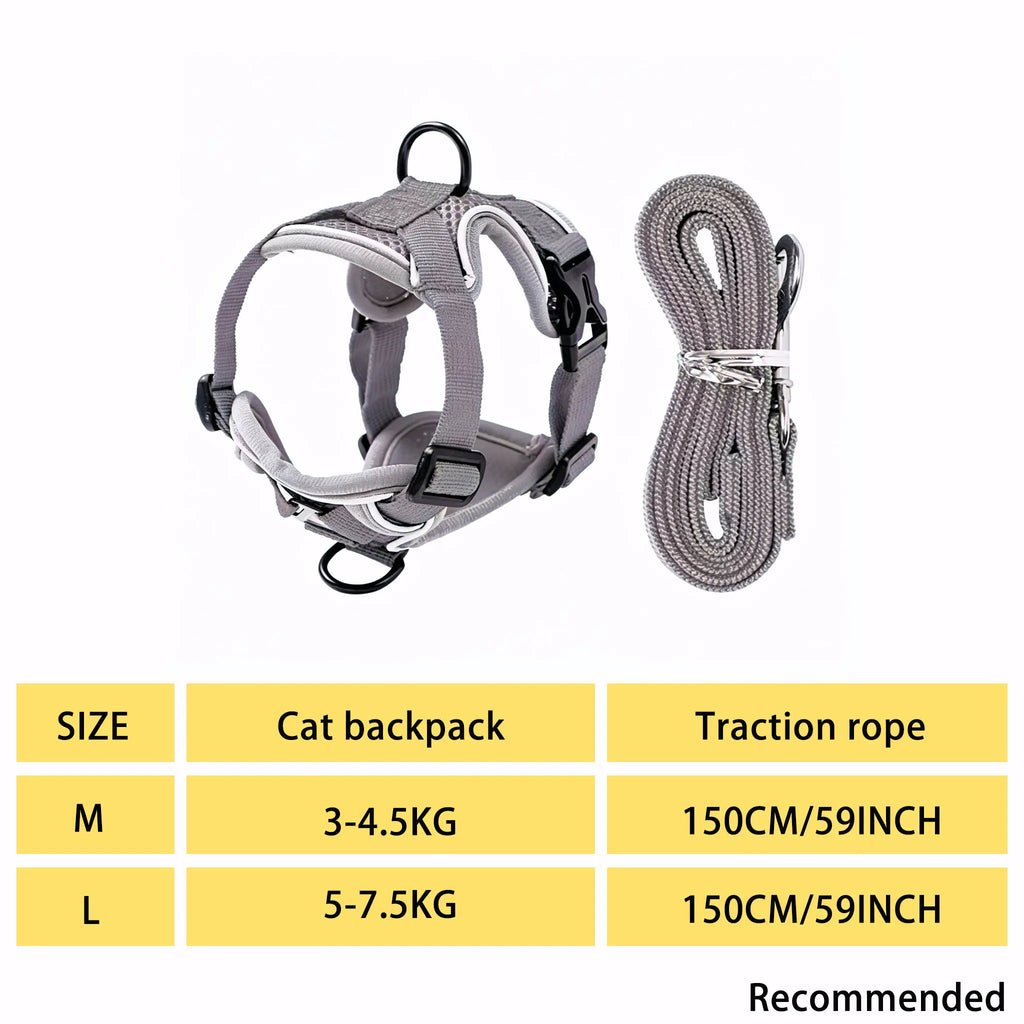Escape-Proof Cat and Kitten Harness and Leash Set - Adjustable Breathable Mesh Vest with Reflective Strip and Comfortable Materials for Safe Walking (Includes Summer Edition)