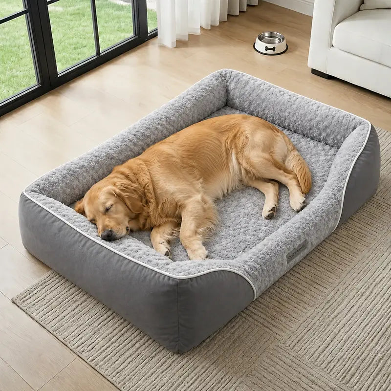 XL Orthopedic Dog Bed for Large Dogs – Egg Crate Foam, Supportive Bolsters, Waterproof Lining & Washable Cover