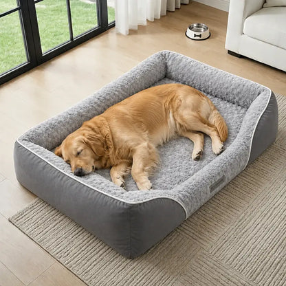 XL Orthopedic Dog Bed for Large Dogs – Egg Crate Foam, Supportive Bolsters, Waterproof Lining & Washable Cover