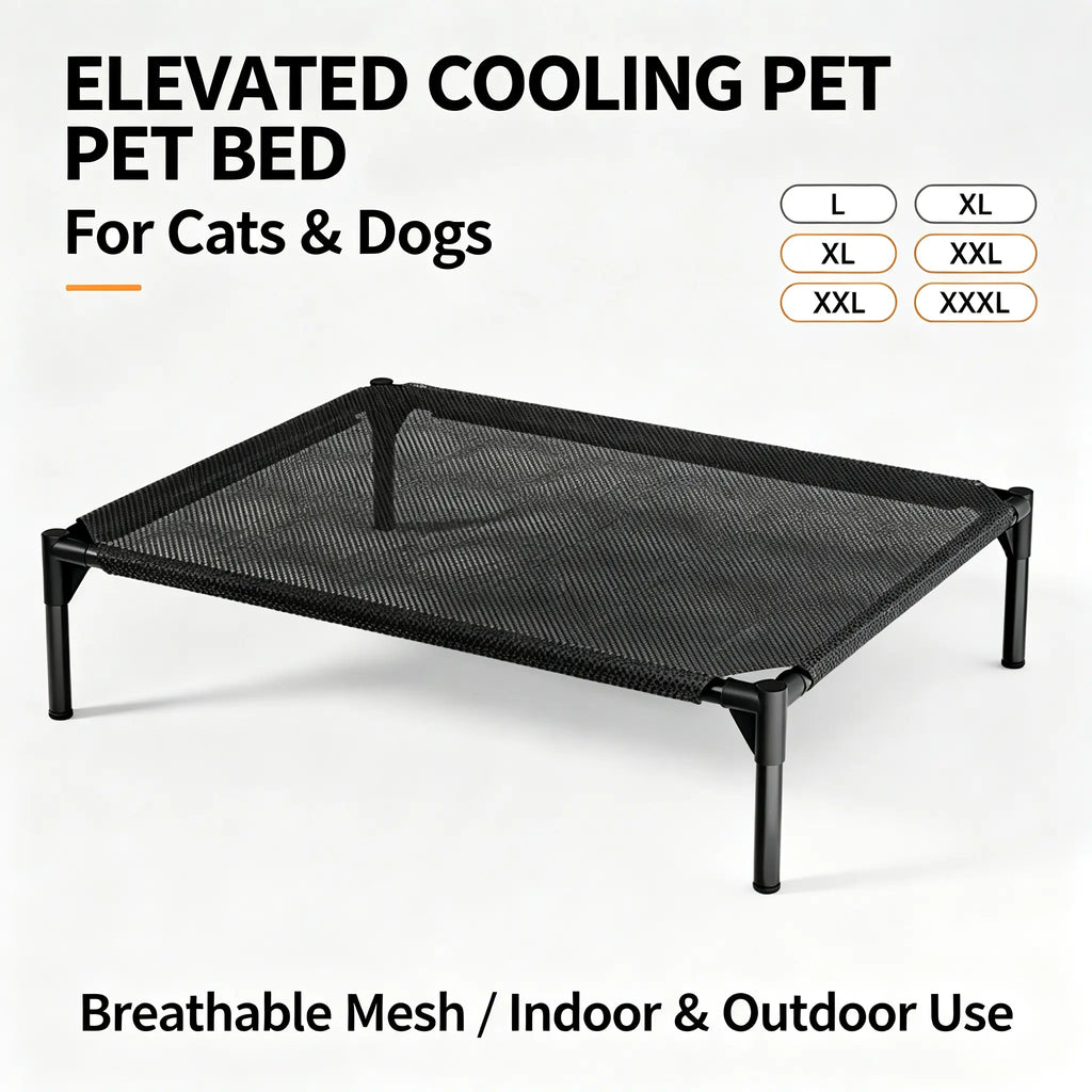 Classical Plain Elevated Cooling Pet Bed - Aluminum Frame, Breathable Mesh Design, Airflow Boost for Dogs & Cats, Comfy Human-Sized for Indoor-Outdoor Use