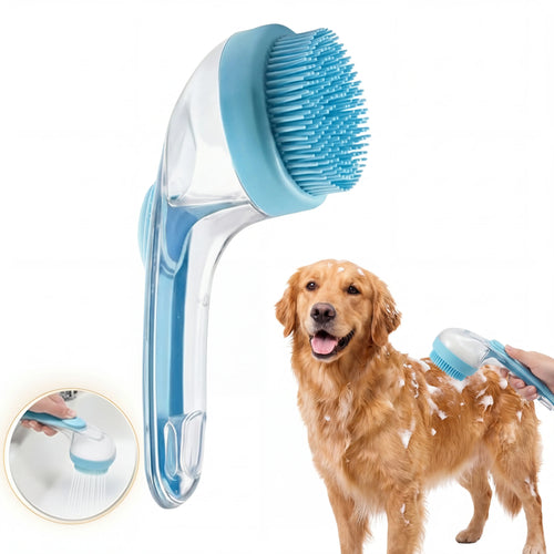 2026 Dual-Function Pet Bathing and Grooming Brush with Built-In Shampoo Dispenser, Ergonomic Non-Slip Handle, Ideal for Dogs and Cats, Fur Shedding Control, Gentle Fur Removal, and Massage Features for Home Use