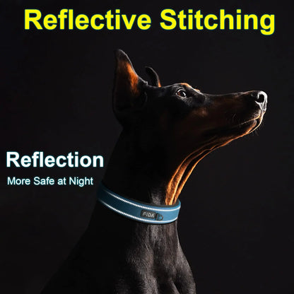 Fida Heavy Duty Dog Collar, Ultra Comfortable Soft Neoprene Padded, Adjustable Reflective Nylon Pet Collar with Durable Metal Belt Buckle, , Lightweight Everyday Walking Collar for Small Medium Large Dogs