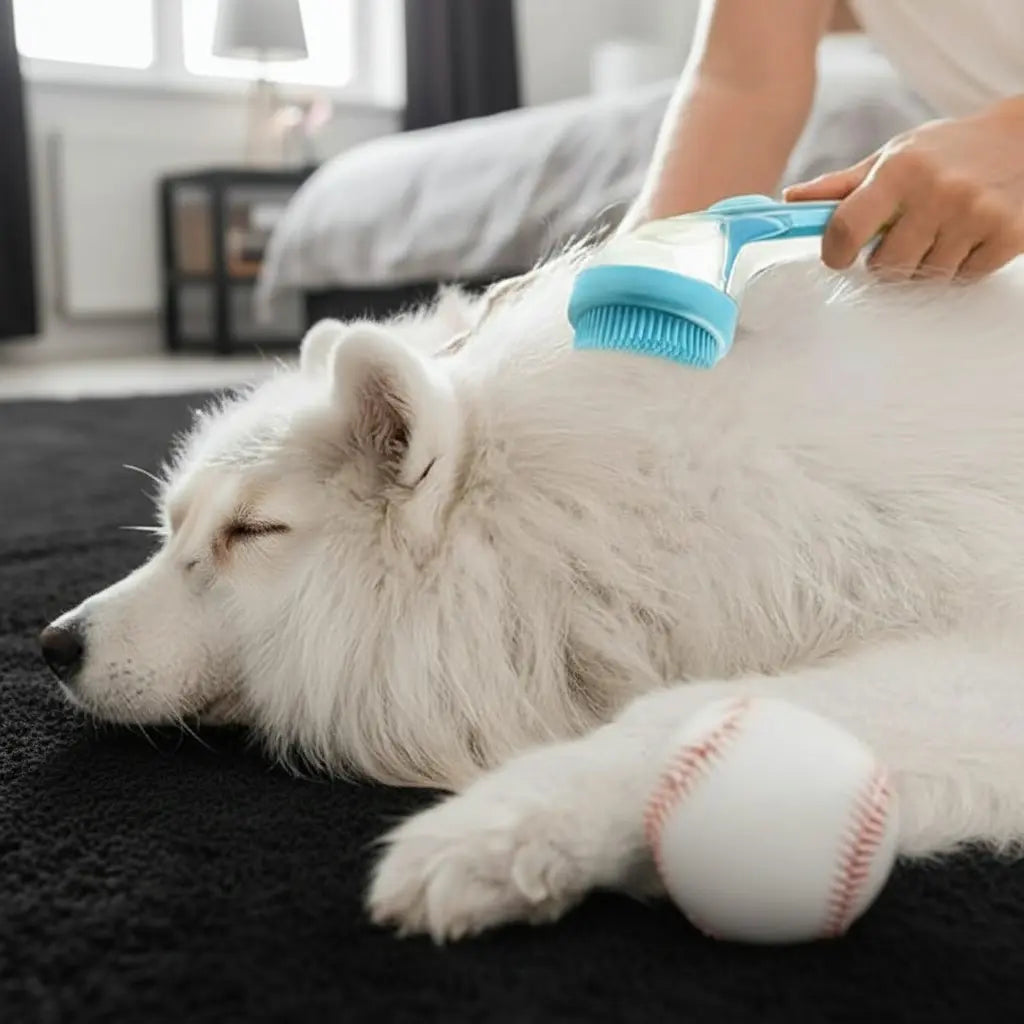 2026 Dual-Function Pet Bathing and Grooming Brush with Built-In Shampoo Dispenser, Ergonomic Non-Slip Handle, Ideal for Dogs and Cats, Fur Shedding Control, Gentle Fur Removal, and Massage Features for Home Use