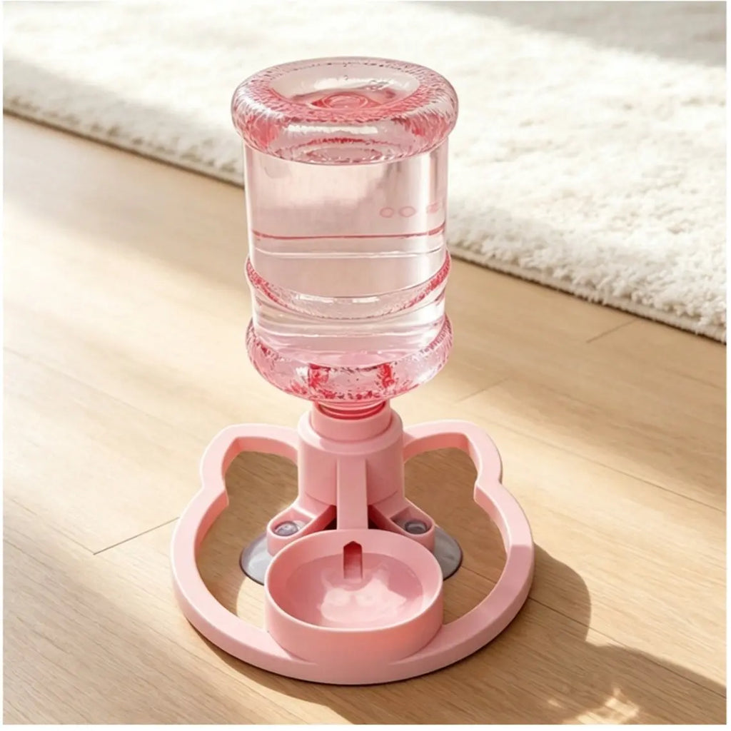 Gravity Pet Water Dispenser with Refillable Water Bottle - Food-Grade ABS, No Electricity Required, Spill-Proof Design, Stable Bowl for Cats and Small Dogs, Available in Pink and Blue