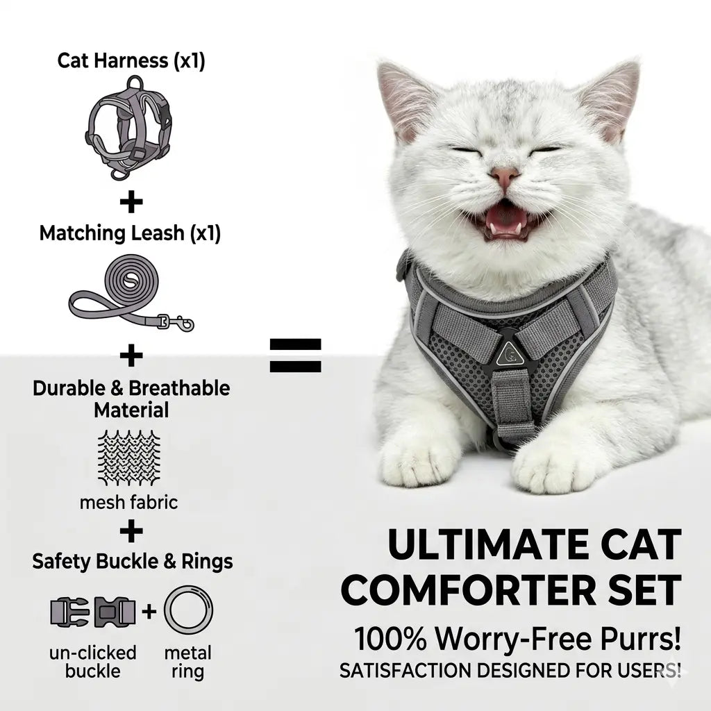 Escape-Proof Cat and Kitten Harness and Leash Set - Adjustable Breathable Mesh Vest with Reflective Strip and Comfortable Materials for Safe Walking (Includes Summer Edition)