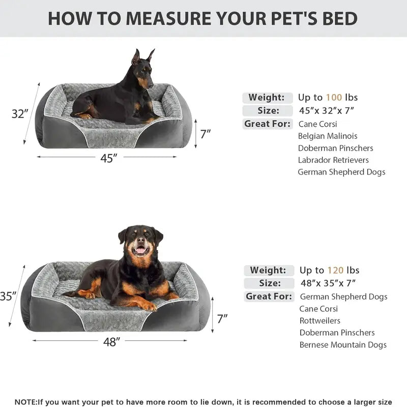XL Orthopedic Dog Bed for Large Dogs – Egg Crate Foam, Supportive Bolsters, Waterproof Lining & Washable Cover