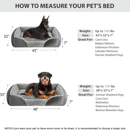 XL Orthopedic Dog Bed for Large Dogs – Egg Crate Foam, Supportive Bolsters, Waterproof Lining & Washable Cover
