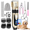 Rechargeable Cordless Dog Clippers - Built-In Battery, Low Noise, Low Vibration, LCD Digital Display Precision Grooming Kit with Deodorant Plastic Combs, Universal Pet Hair Trimmer for Dogs, Rabbits