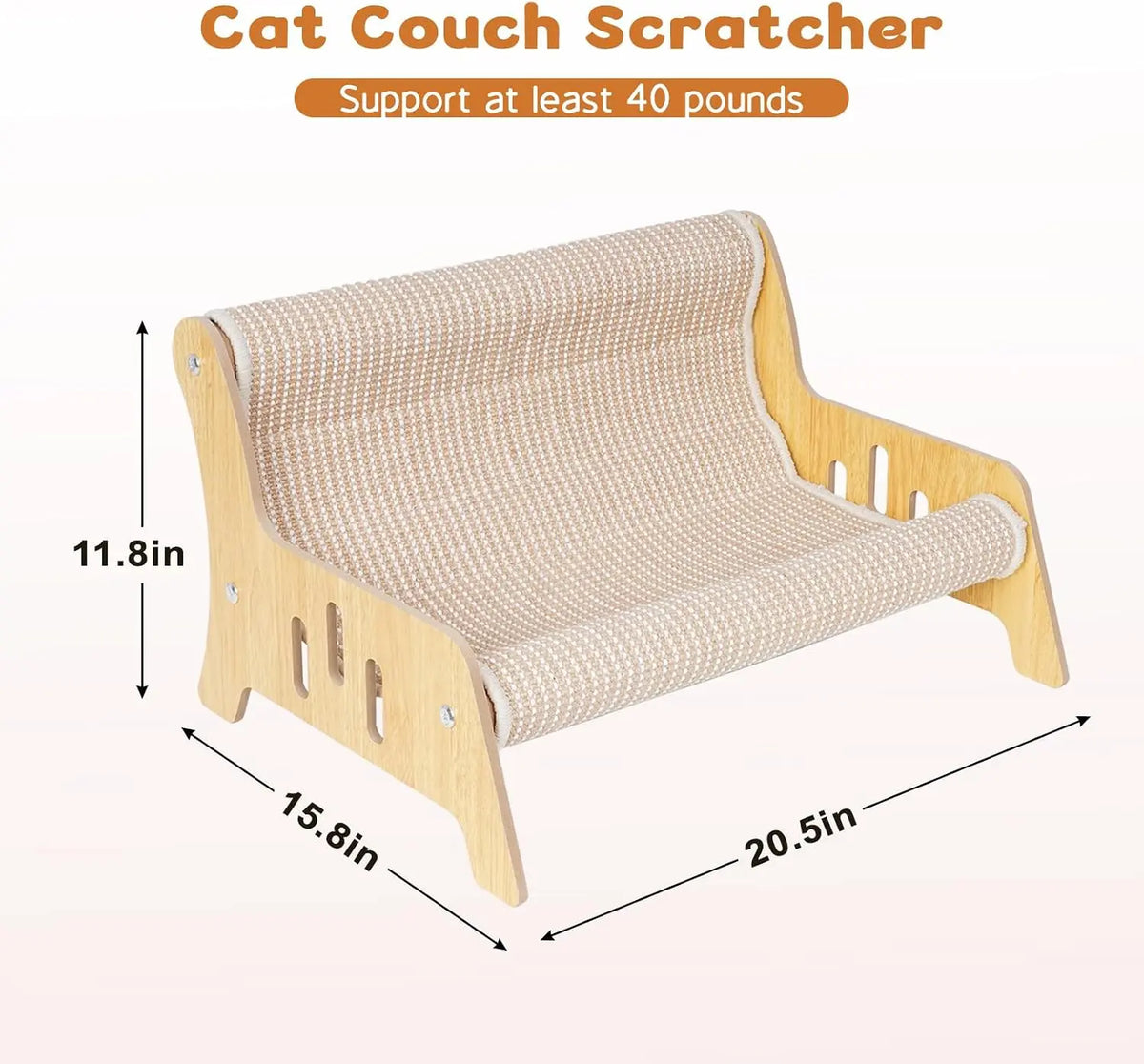 Large Sisal Cat Scratcher Couch Bed for Indoor Cats - No-Shed Mess-Free Multi-Functional Lounge, Easy-Assembly Furniture Protector
