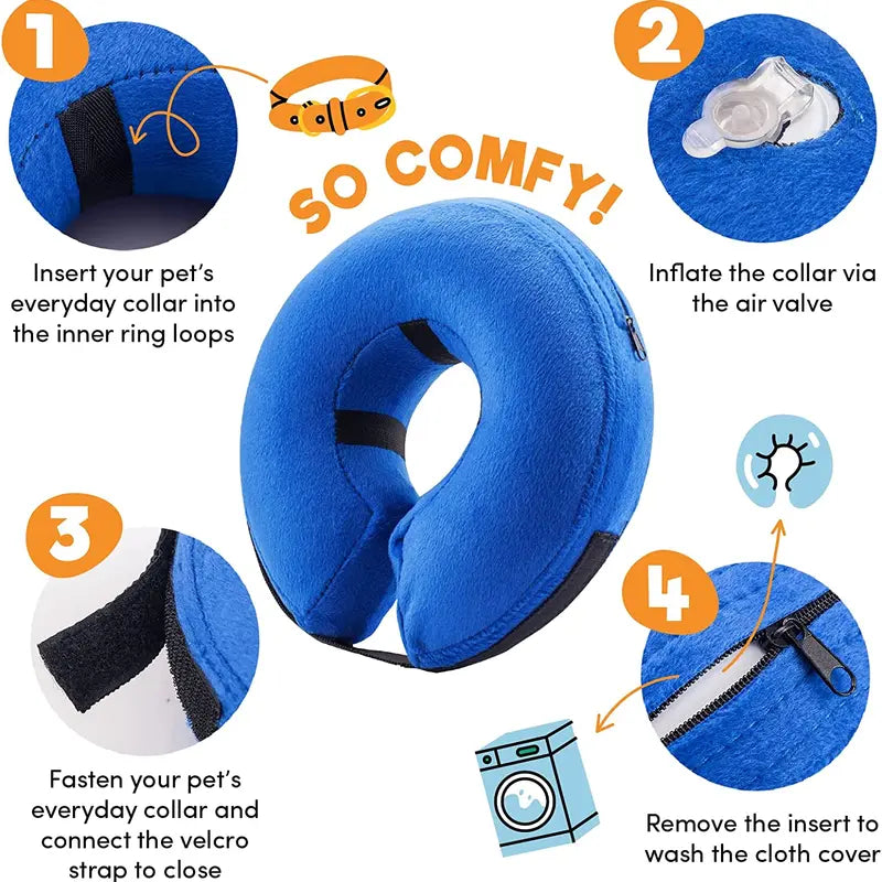 Inflatable Pet Recovery Collar for Dogs & Cats – Soft, Comfortable Post-Surgery & Wound Protection Collar