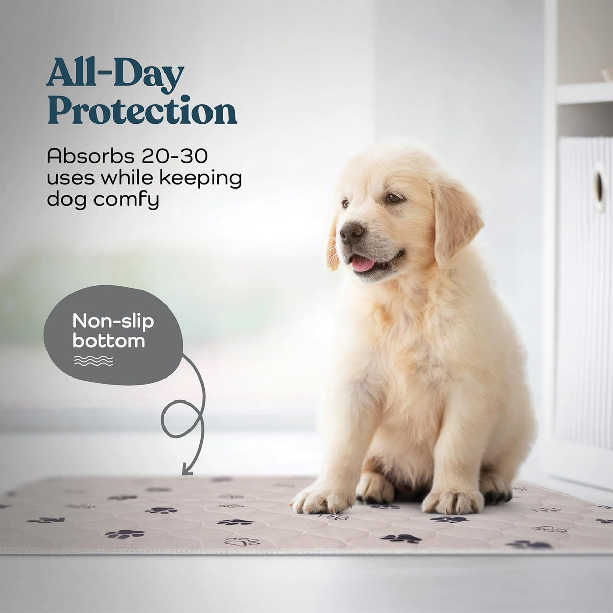 Quick-Dry Washable Pee Pads for Dogs - 2-Pack Superior Reusable Puppy Pads - 100% Waterproof Dog Pee Pad - Protects against Urine Leakage, Non-Slip Grip Prevents Slipping and Bunching
