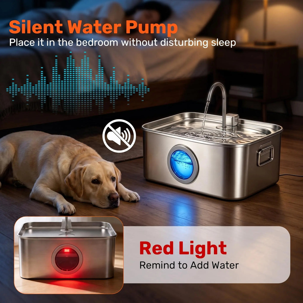 304 Stainless Steel Automatic Pet Water Fountain, 12L/405Oz Large Capacity, Dual Flow, 24H Filtering, Ultra-Quiet Pump, Bpa-Free, Dishwasher-Safe, Dual Handles, Easy-Clean Summer Essential for Dogs & Cats Pat Water Fountain