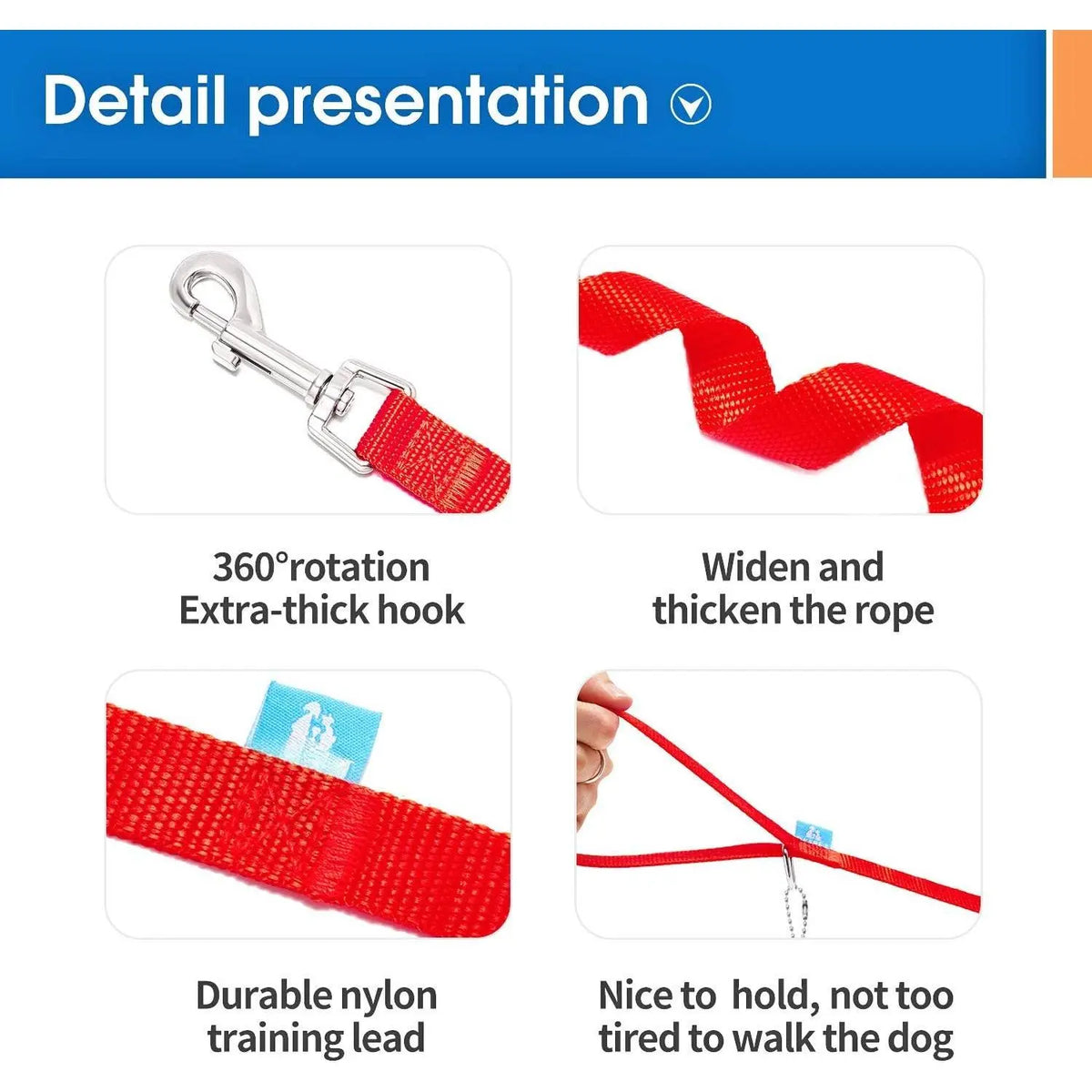 15/20/30/50/100 Ft Long Leash with Clickers for Small, Medium and Large Dogs or Cats (15 , Red)