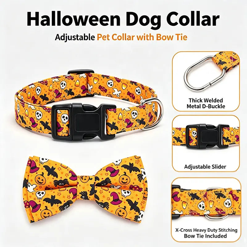 Fall Pumpkin Dog Collar, Adjustable Halloween Pumpkin Pet Collar for Small, Medium & Large Dogs, Cute Autumn Dog Accessories, Thanksgiving Pet Collar, Puppy Collar with Fall Plaid Design, Seasonal Pet Outfit, Viral Pet Products, Trending Dog Accessories