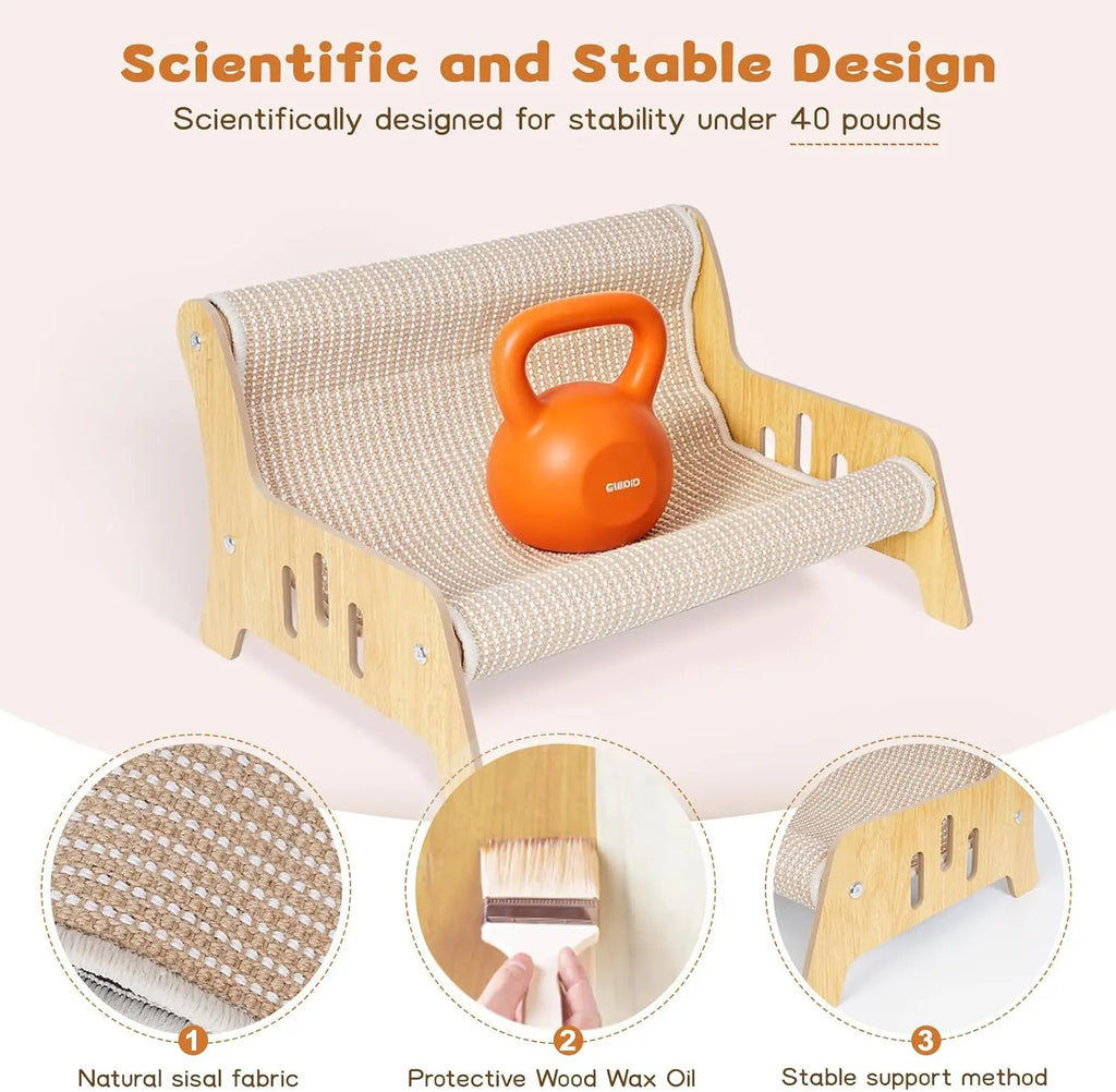 Large Sisal Cat Scratcher Couch Bed for Indoor Cats - No-Shed Mess-Free Multi-Functional Lounge, Easy-Assembly Furniture Protector