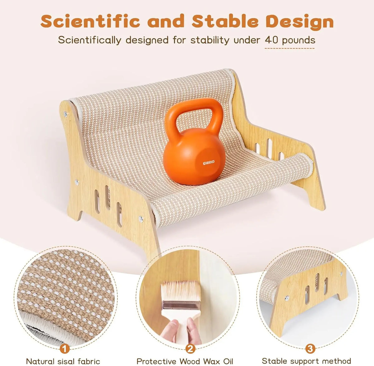 Large Sisal Cat Scratcher Couch Bed for Indoor Cats - No-Shed Mess-Free Multi-Functional Lounge, Easy-Assembly Furniture Protector