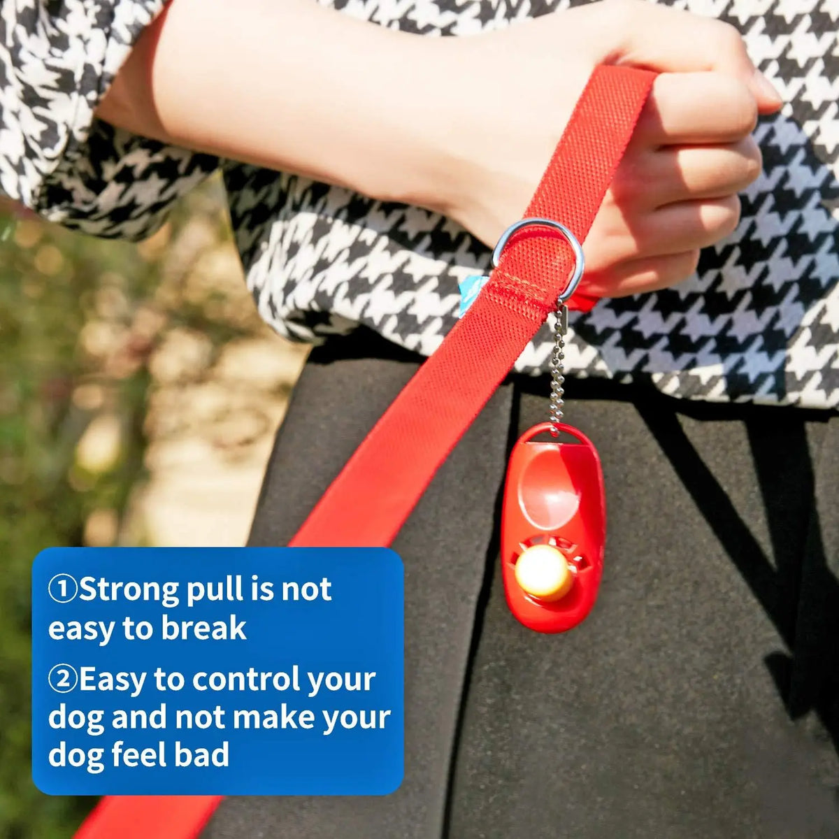 15/20/30/50/100 Ft Long Leash with Clickers for Small, Medium and Large Dogs or Cats (15 , Red)