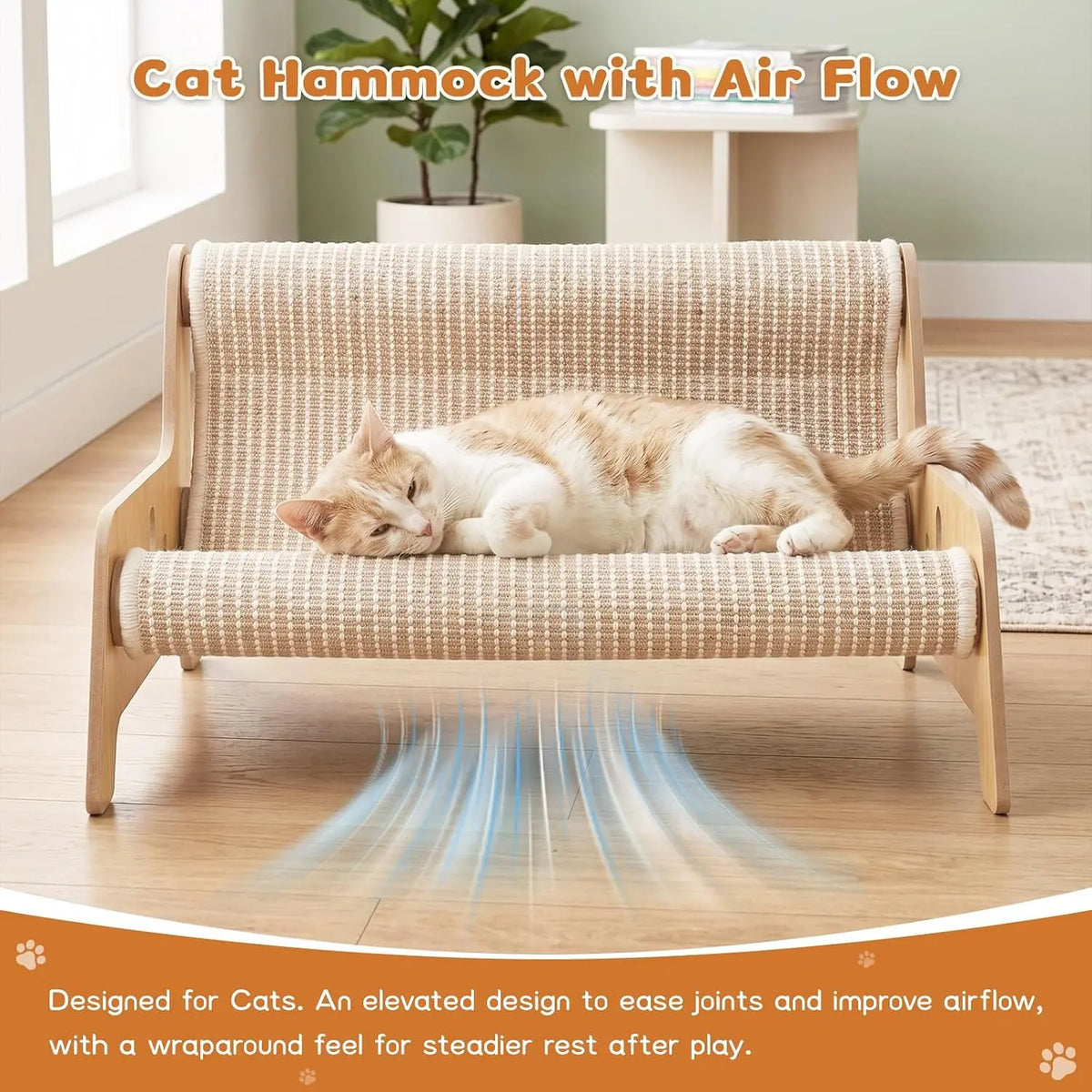 Large Sisal Cat Scratcher Couch Bed for Indoor Cats - No-Shed Mess-Free Multi-Functional Lounge, Easy-Assembly Furniture Protector