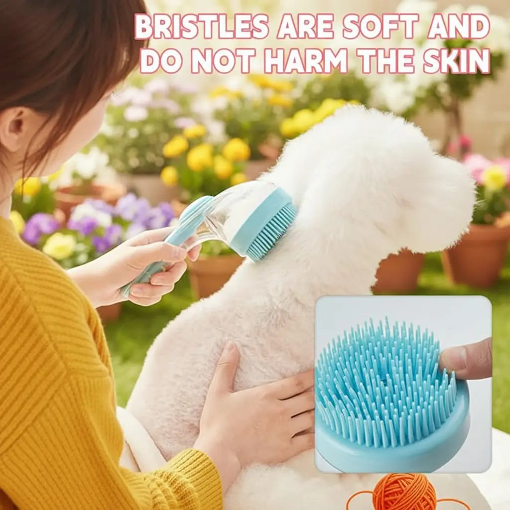 2026 Dual-Function Pet Bathing and Grooming Brush with Built-In Shampoo Dispenser, Ergonomic Non-Slip Handle, Ideal for Dogs and Cats, Fur Shedding Control, Gentle Fur Removal, and Massage Features for Home Use