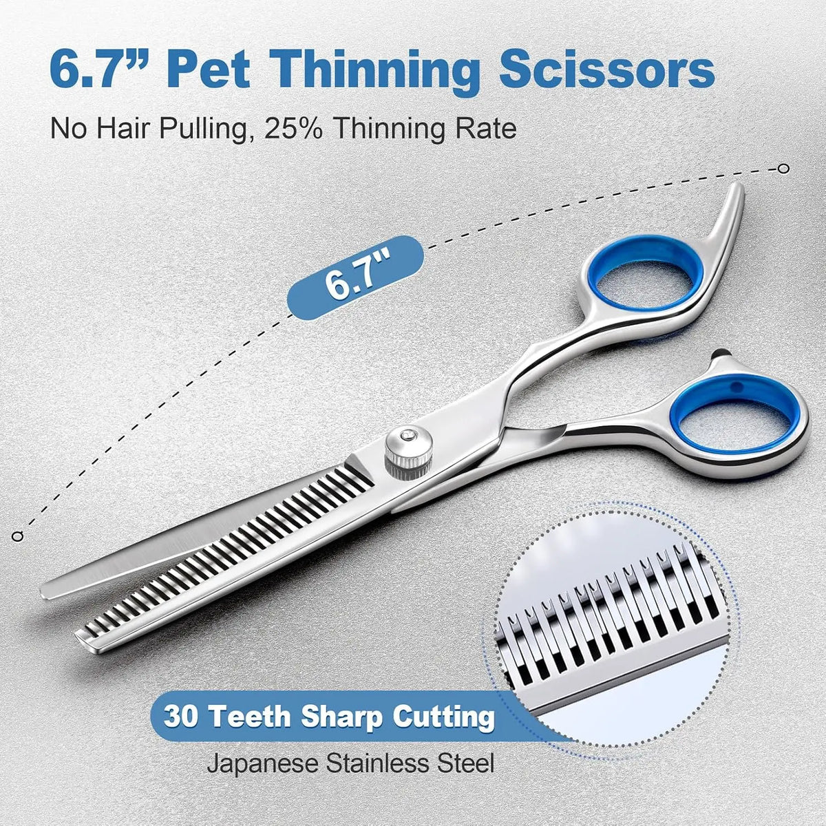 Professional 9-In-1 Grooming Scissors Kit for Dogs and Cats - Ergonomic Design with Precise Cutting, Rounded Tips, Thinning Shears, Nail Clipper, File, Steel Comb, and Storage Case for Small to Medium Pets and DIY Grooming