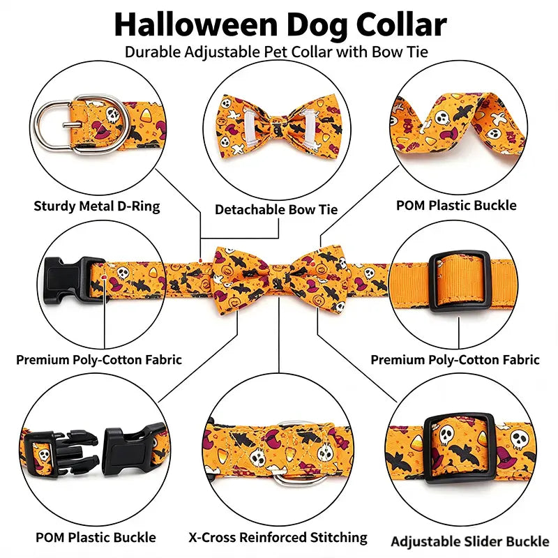 Fall Pumpkin Dog Collar, Adjustable Halloween Pumpkin Pet Collar for Small, Medium & Large Dogs, Cute Autumn Dog Accessories, Thanksgiving Pet Collar, Puppy Collar with Fall Plaid Design, Seasonal Pet Outfit, Viral Pet Products, Trending Dog Accessories