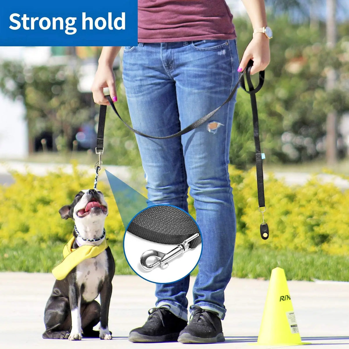 15/20/30/50/100 Ft Long Leash with Clickers for Small, Medium and Large Dogs or Cats (15 , Red)