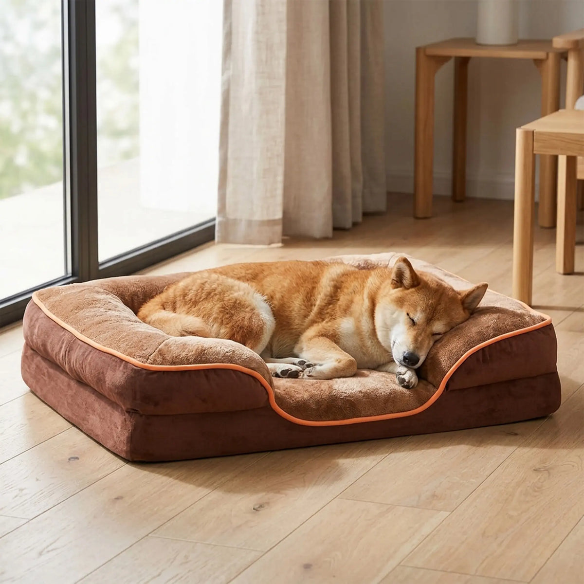 Sweetcrispy Modern Orthopedic Memory Foam Pet Bed for Large Dogs - 3-Sided Bolsters, 20"L x 24"W x 8"Th, Waterproof Detachable Cover, Non-Slip Base, Joint Relief and Consistent Support for Enhanced Comfort and Recovery