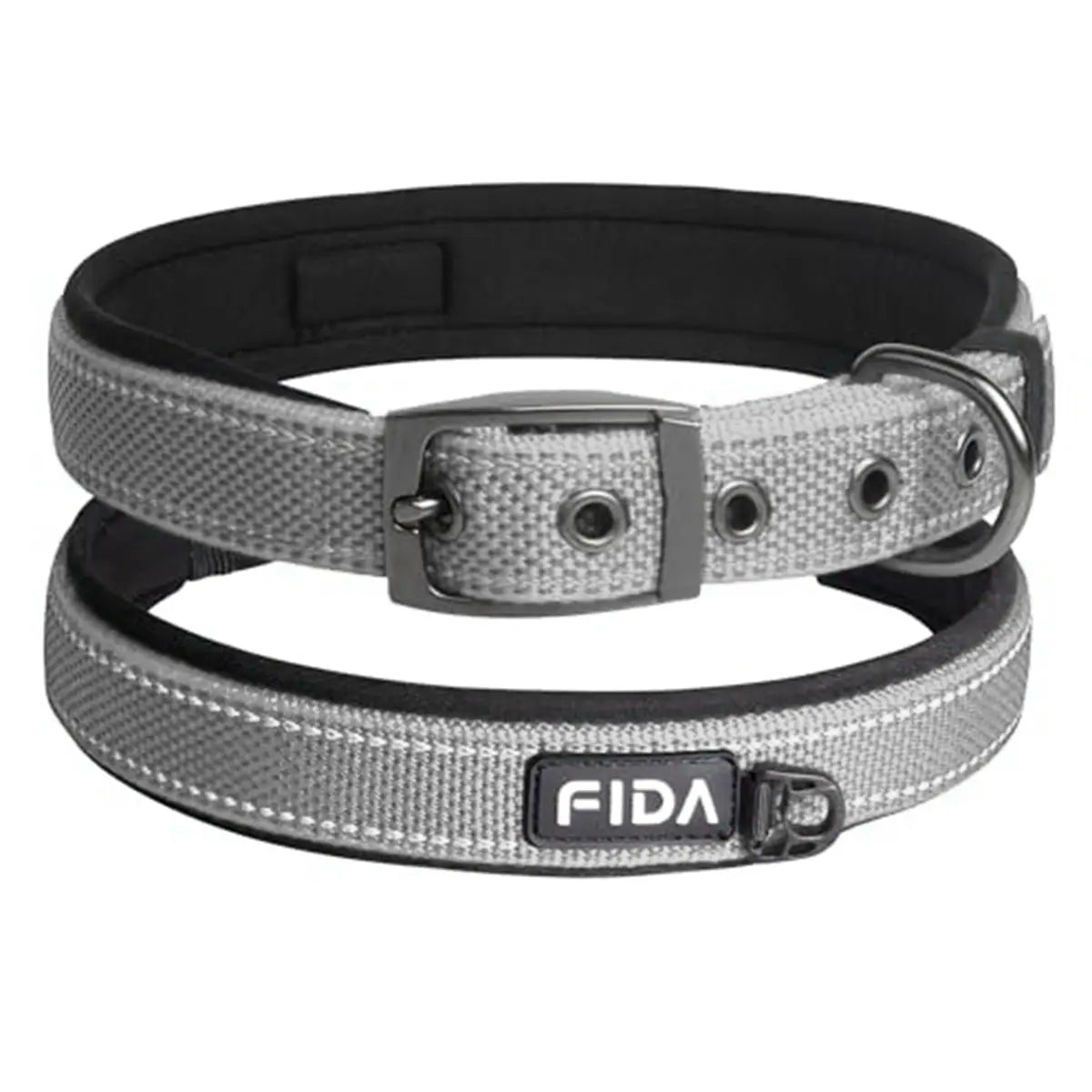 Fida Heavy Duty Dog Collar, Ultra Comfortable Soft Neoprene Padded, Adjustable Reflective Nylon Pet Collar with Durable Metal Belt Buckle, , Lightweight Everyday Walking Collar for Small Medium Large Dogs