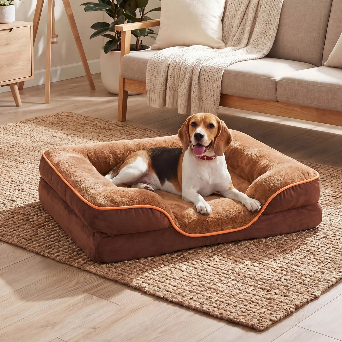 Sweetcrispy Modern Orthopedic Memory Foam Pet Bed for Large Dogs - 3-Sided Bolsters, 20"L x 24"W x 8"Th, Waterproof Detachable Cover, Non-Slip Base, Joint Relief and Consistent Support for Enhanced Comfort and Recovery
