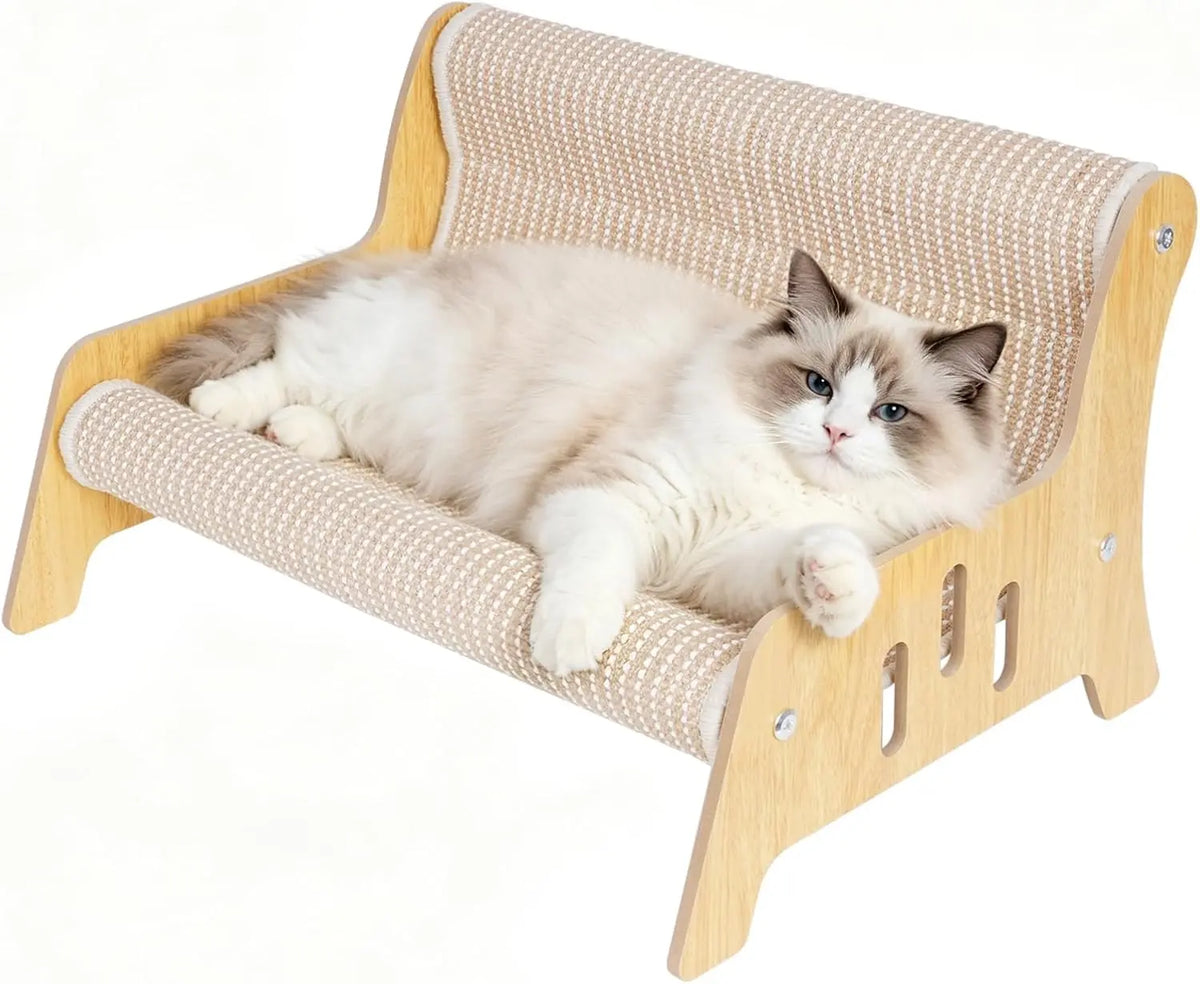 Large Sisal Cat Scratcher Couch Bed for Indoor Cats - No-Shed Mess-Free Multi-Functional Lounge, Easy-Assembly Furniture Protector